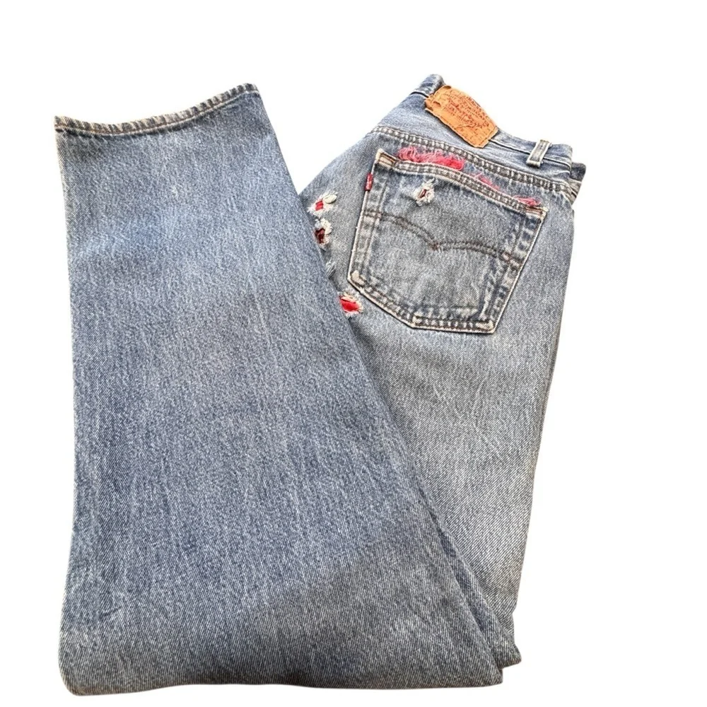 1980s-1990s VTG Levi's 501 Men’s  Jeans Distressed Finish W/ Repaired Rips